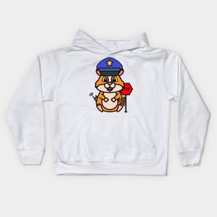 Funny hamster is a policeman Kids Hoodie